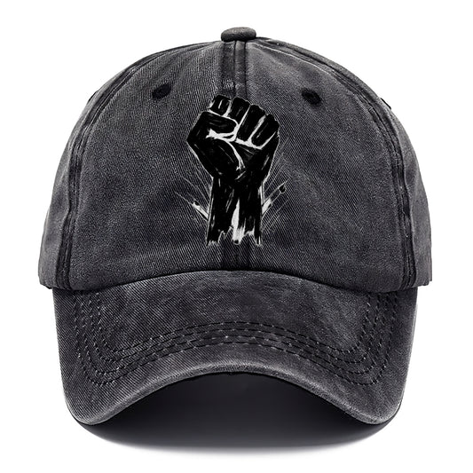 Raised fist in bold black ink brushstrokes - symbol of solidarity and resistance - Classic Cap - Graphite
