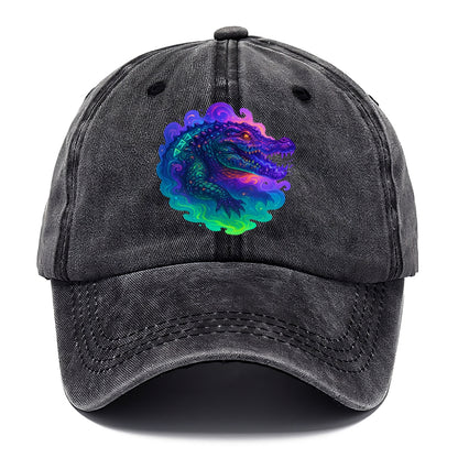 Primordial crocodile with scales pulsing plasma energy in green and purple, ancient - Classic Cap - Graphite