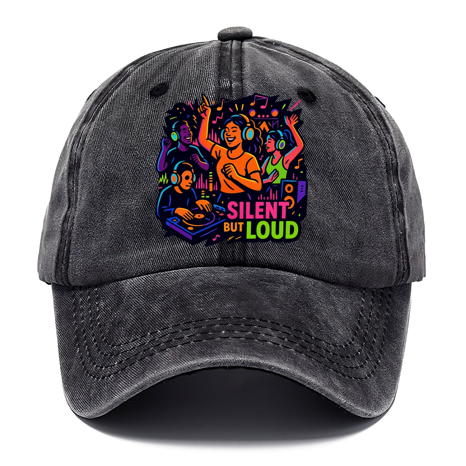 Silent disco dancers with glowing headphones - "Silent But Loud" - unique concert - Classic Cap - Graphite