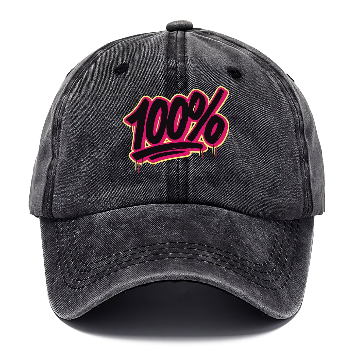Bold typography design - "100%" - all in, fully committed - Classic Cap - Graphite