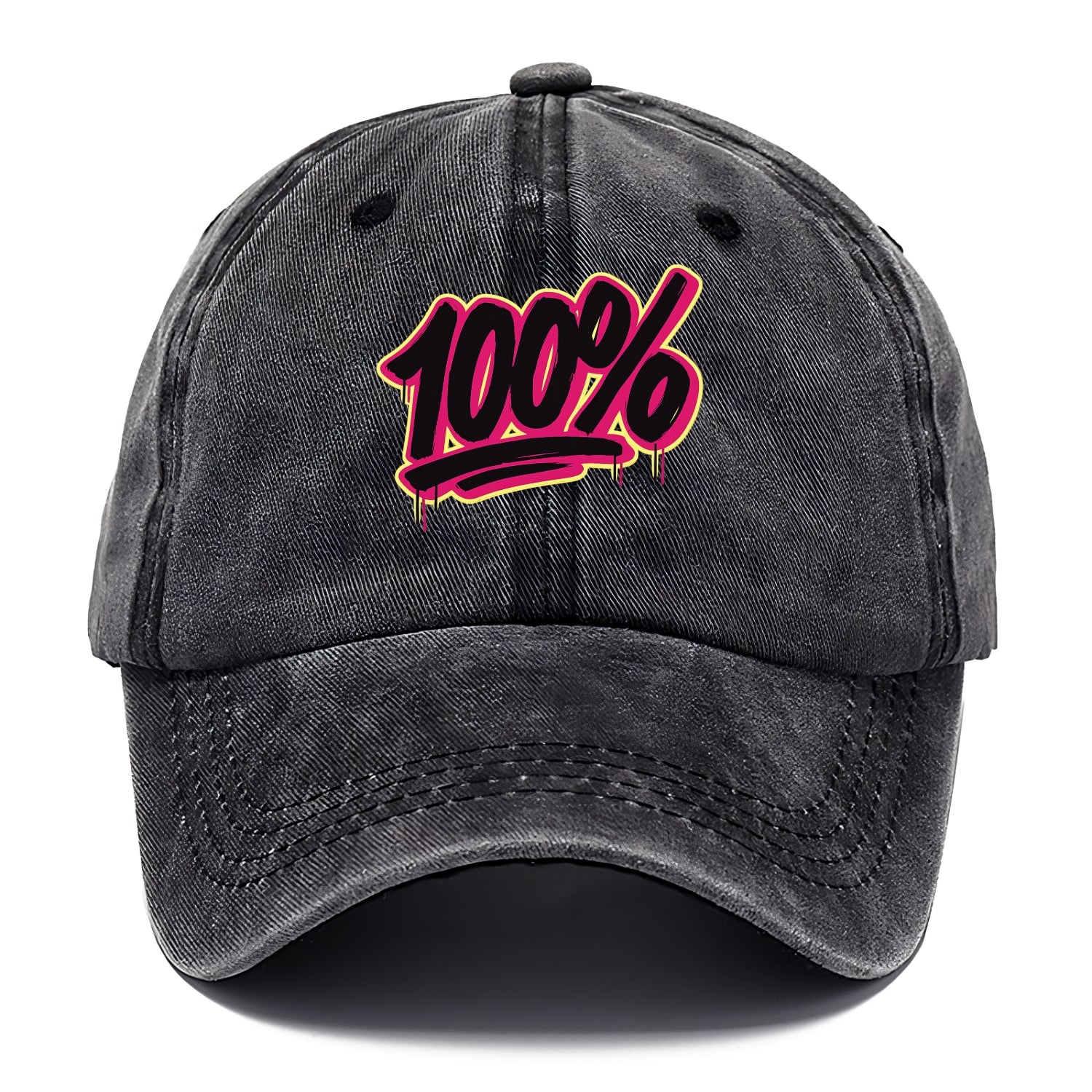 Bold typography design - "100%" - all in, fully committed - Classic Cap - Graphite