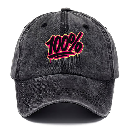 Bold typography design - "100%" - all in, fully committed - Classic Cap - Graphite
