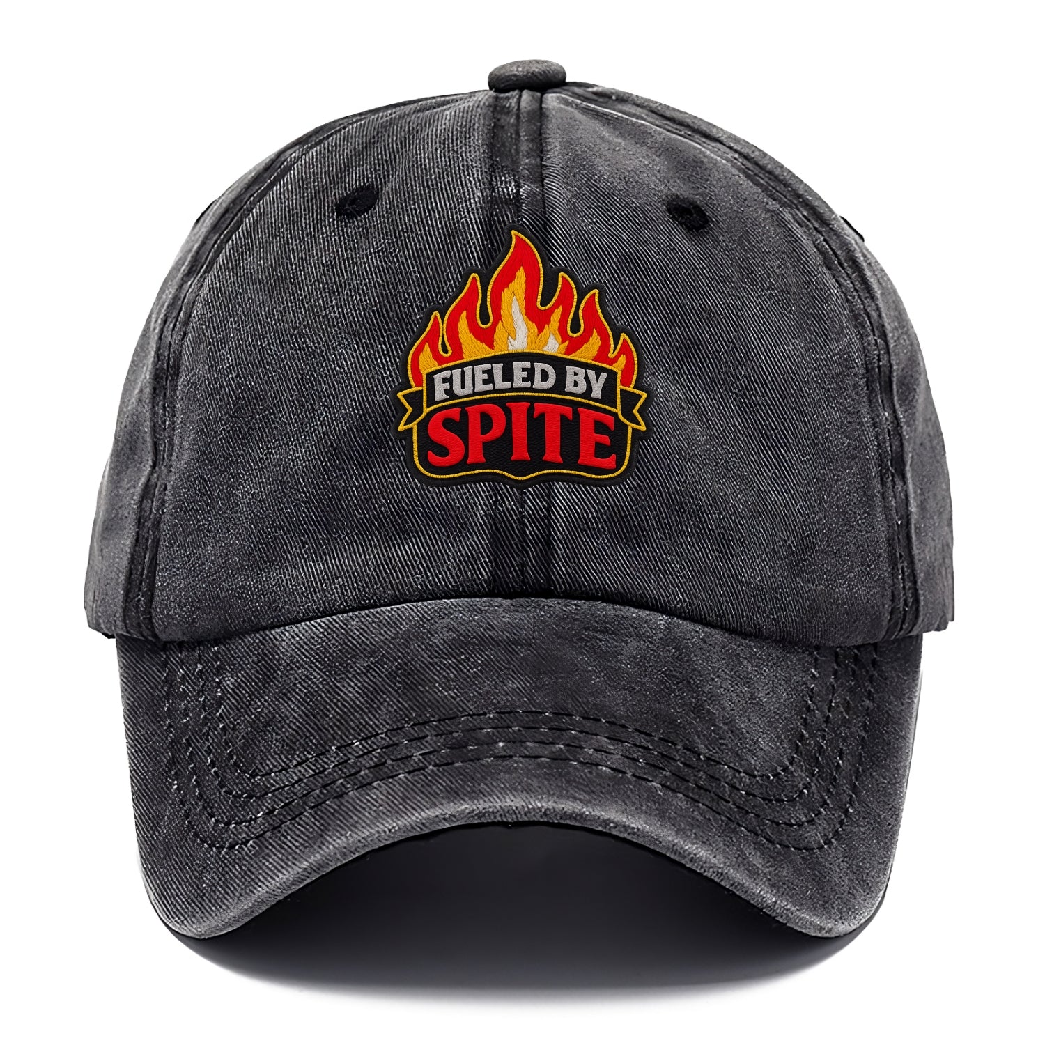 FUELED BY SPITE - fire with text in black and red , petty motivation - Classic Cap - Graphite