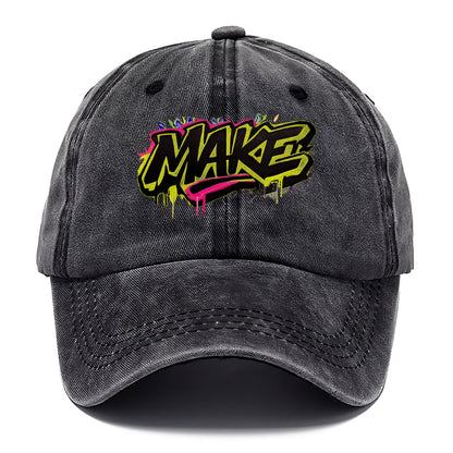 Bold typography design - "MAKE" - creating, producing, doing - Classic Cap - Graphite