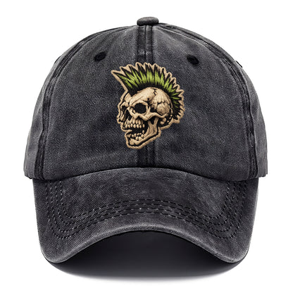 MOHAWK SKULL - punk skull with mohawk in neon green and black , punk rock - Classic Cap - Graphite