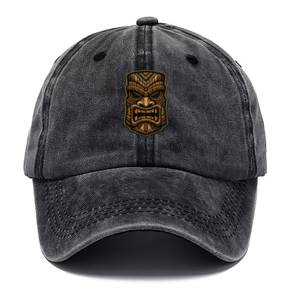TIKI MASK - carved totem in brown and red , Polynesian - Classic Cap - Graphite