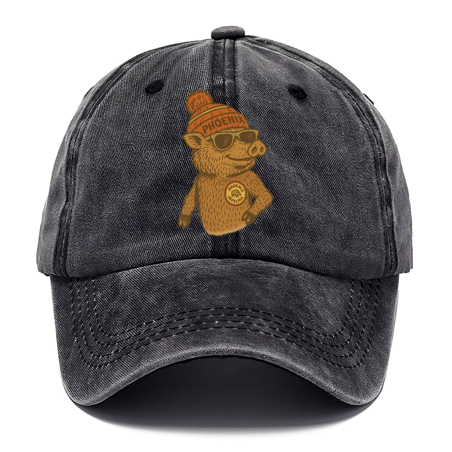 Phoenix Javelina wearing Phoenix beanie with pom pom and wayfarer sunglasses - Classic Cap - Graphite