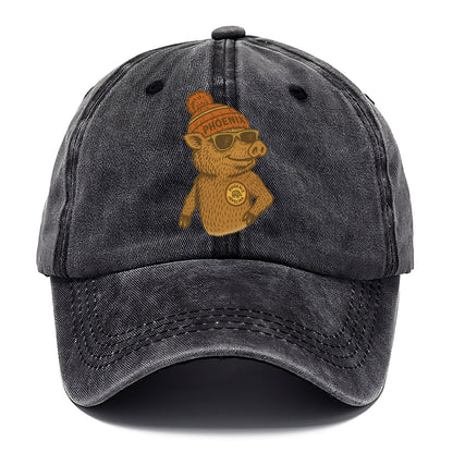Phoenix Javelina wearing Phoenix beanie with pom pom and wayfarer sunglasses - Classic Cap - Graphite
