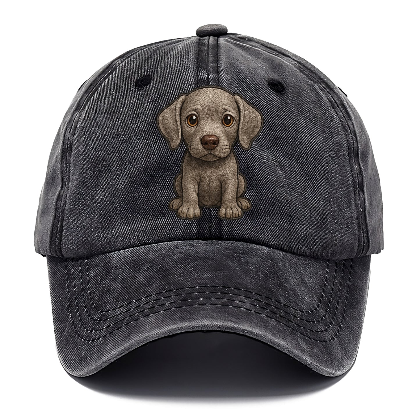 Baby Weimaraner Puppy - silver-gray coat, amber eyes, sleek body, front-facing, ghost - Classic Cap - Graphite