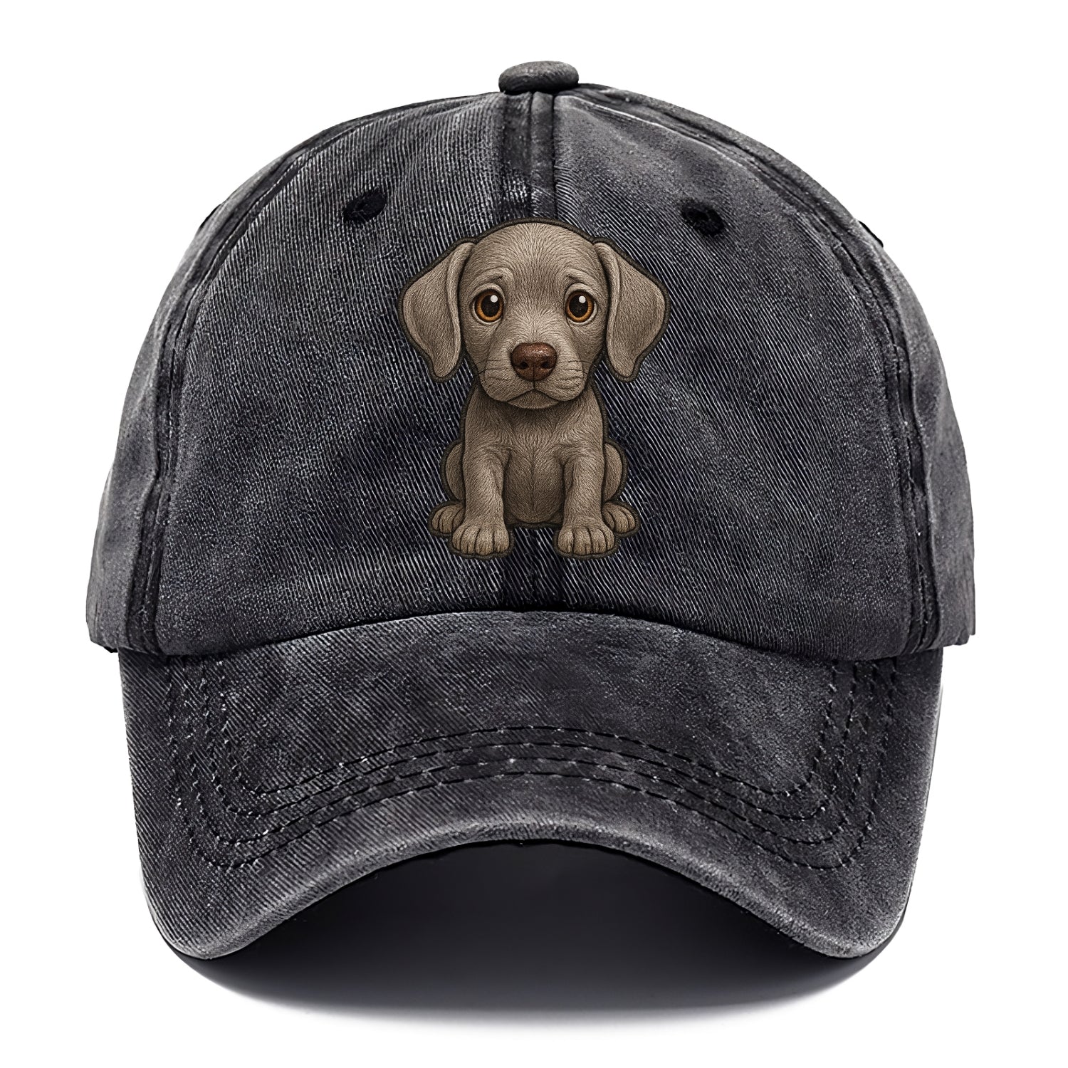 Baby Weimaraner Puppy - silver-gray coat, amber eyes, sleek body, front-facing, ghost - Classic Cap - Graphite