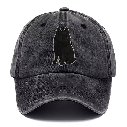 Schipperke - Solid black small embroidered sitting pose - Classic Cap - Graphite
