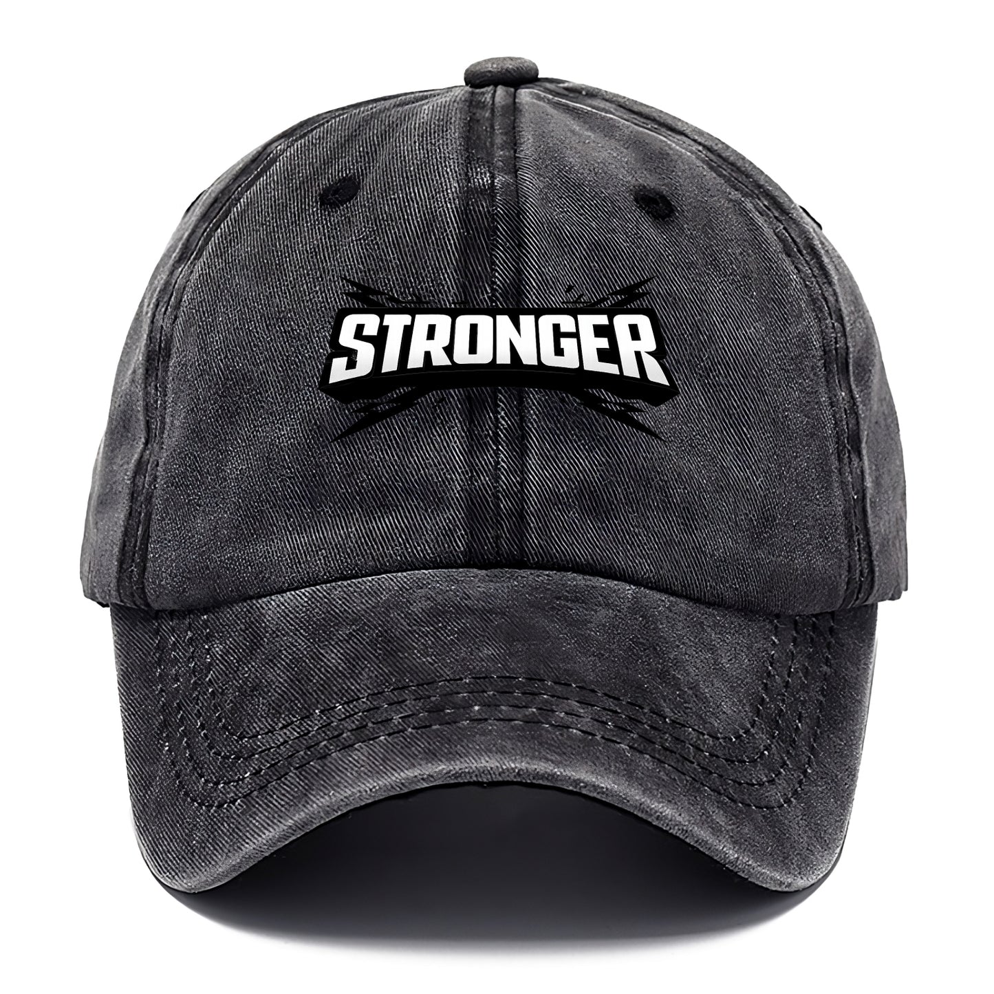 Bold typography design - "STRONGER" - getting better, building power - Classic Cap - Graphite