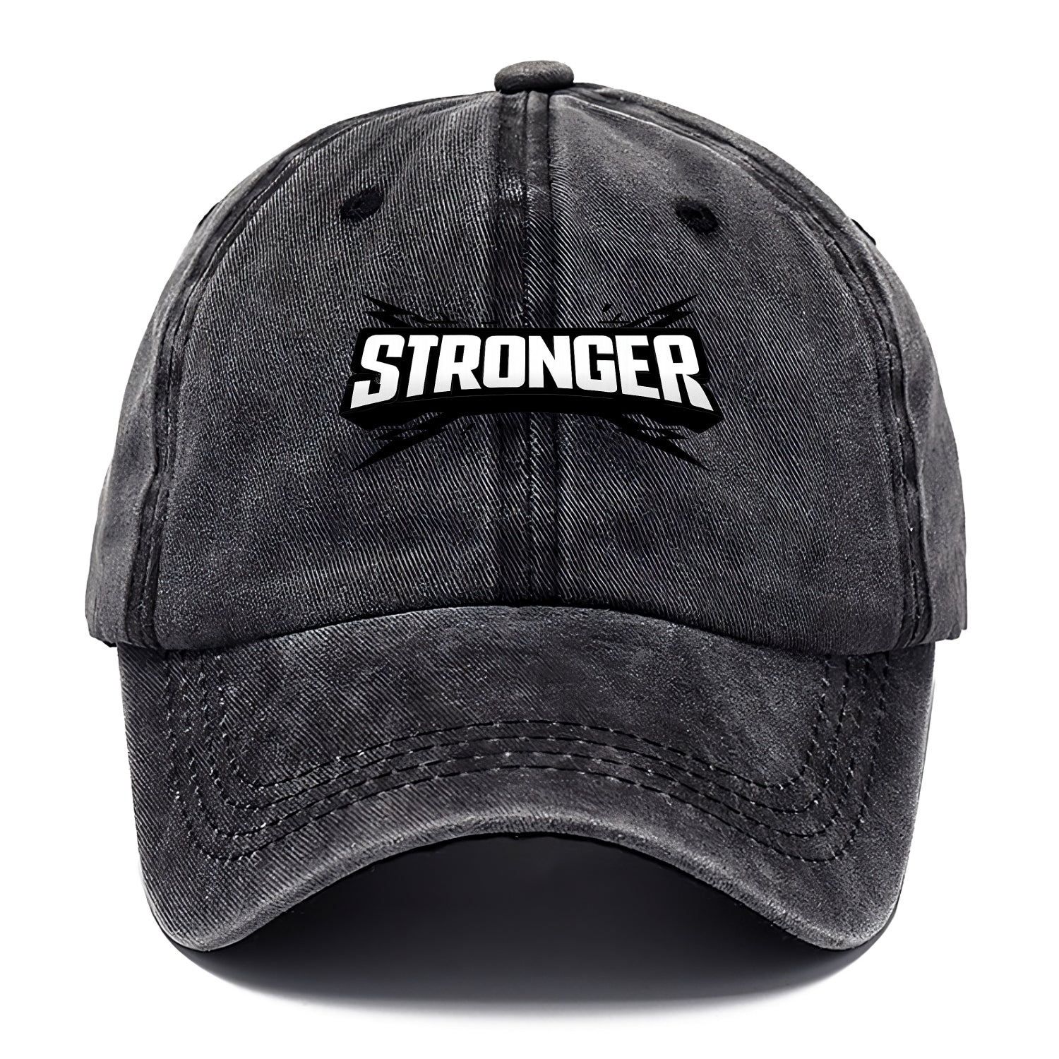 Bold typography design - "STRONGER" - getting better, building power - Classic Cap - Graphite