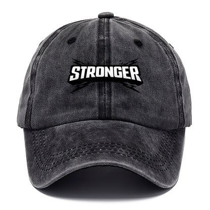 Bold typography design - "STRONGER" - getting better, building power - Classic Cap - Graphite