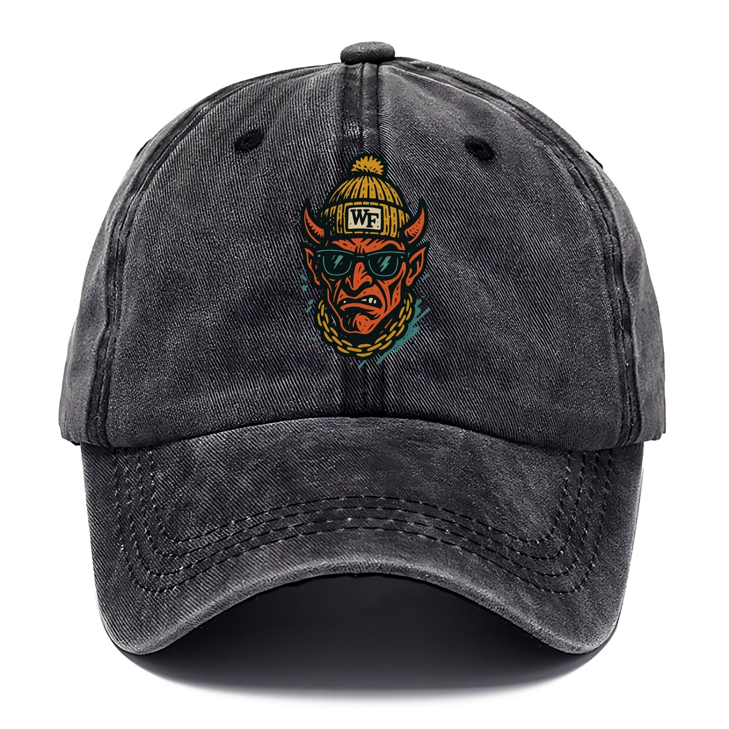 Winston-Salem Demon wearing Wake Forest beanie with WF patch - Classic Cap - Graphite