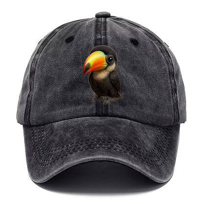 Baby Toucan - oversized colorful beak, black feathers, bright eyes, front-facing, - Classic Cap - Graphite