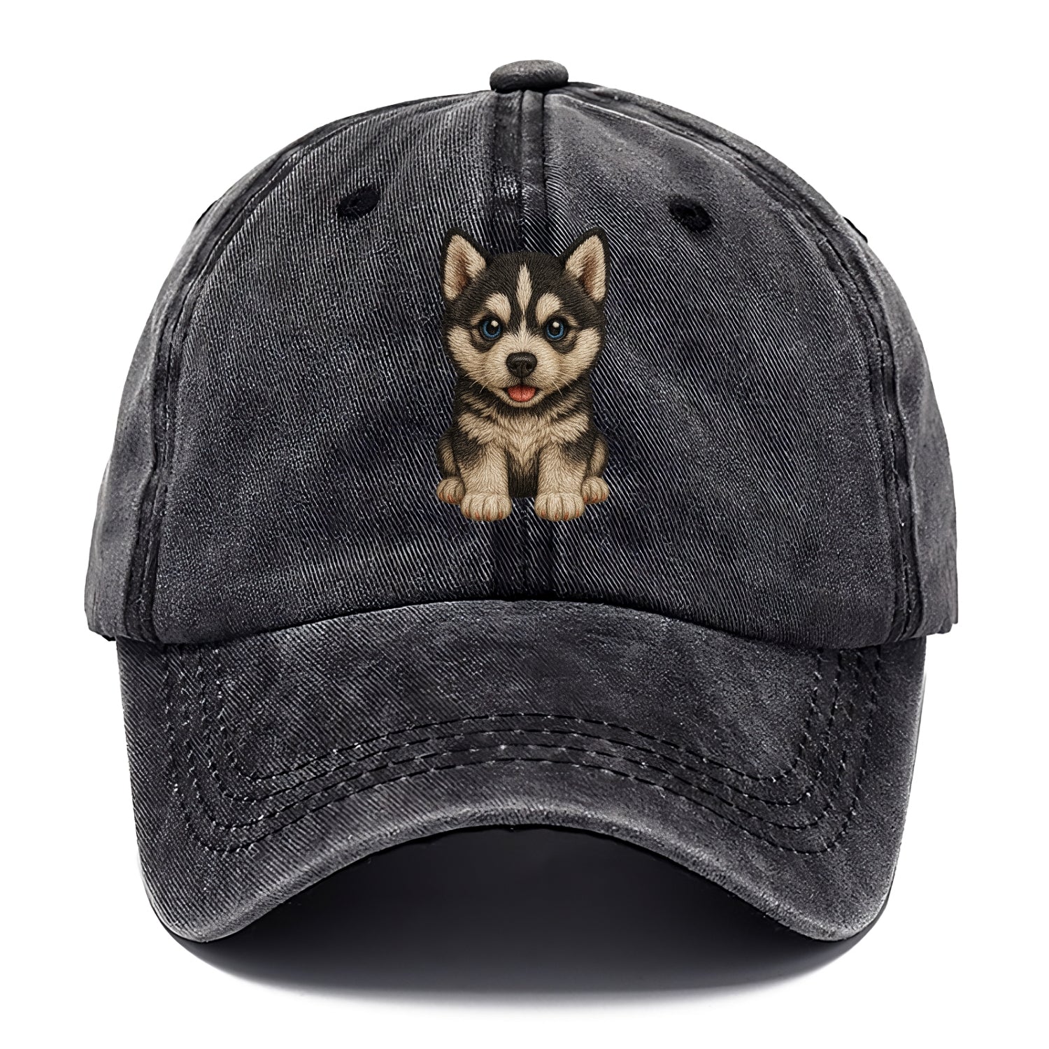 Baby Siberian Husky Puppy - blue or bi-colored eyes, fluffy coat, wolf-like, - Classic Cap - Graphite