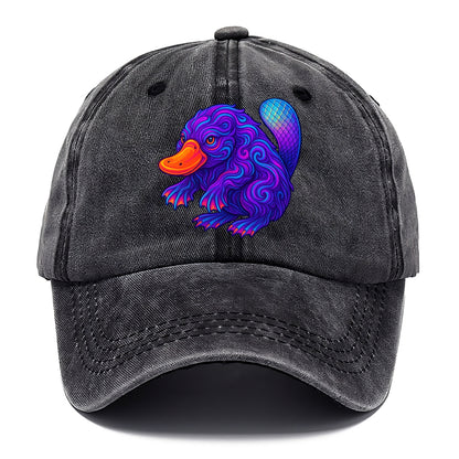 Quirky platypus with bill glowing in neon orange, beaver tail with holographic - Classic Cap - Graphite