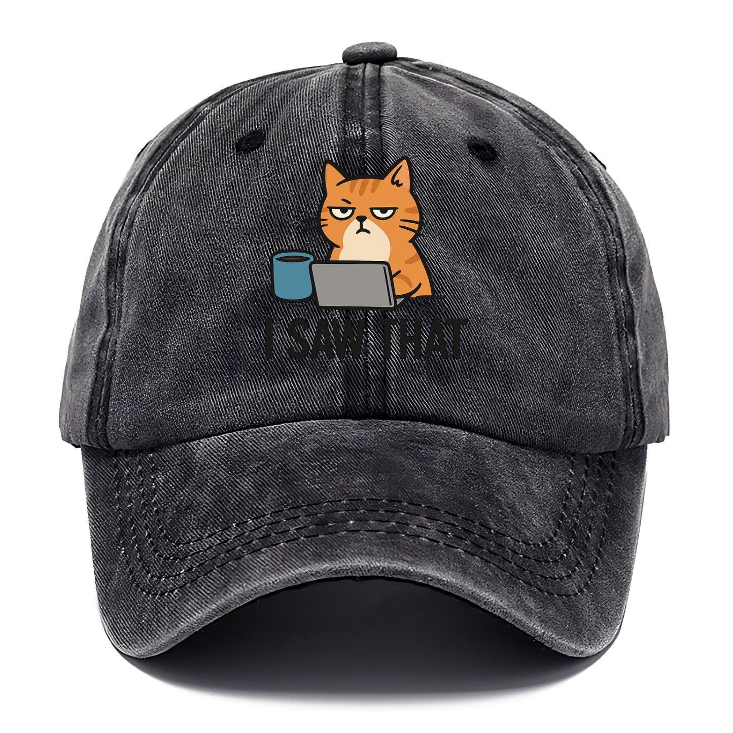 Cat with one eye open judging you - "I SAW THAT" - nothing escapes notice - Classic Cap - Graphite