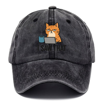 Cat with one eye open judging you - "I SAW THAT" - nothing escapes notice - Classic Cap - Graphite
