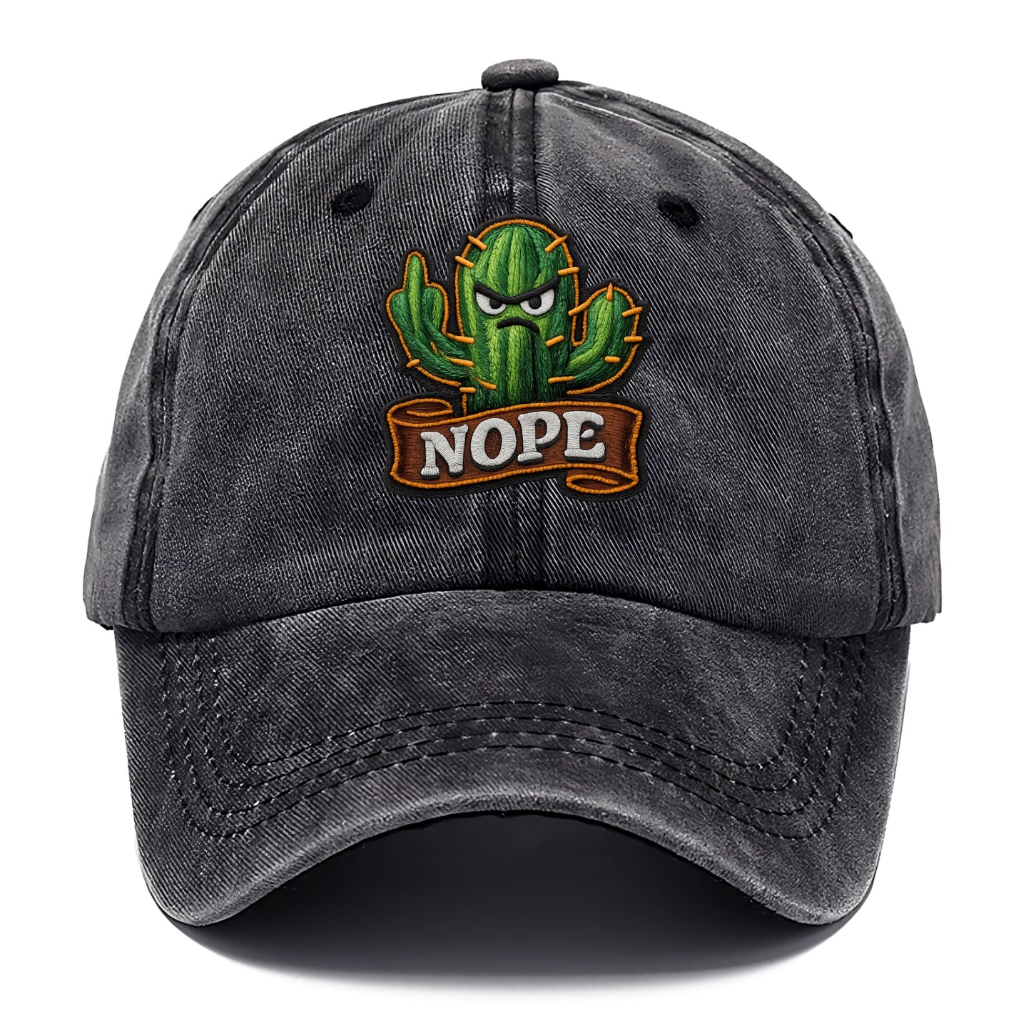 NOPE CACTUS - cactus with attitude in green , prickly personality - Classic Cap - Graphite