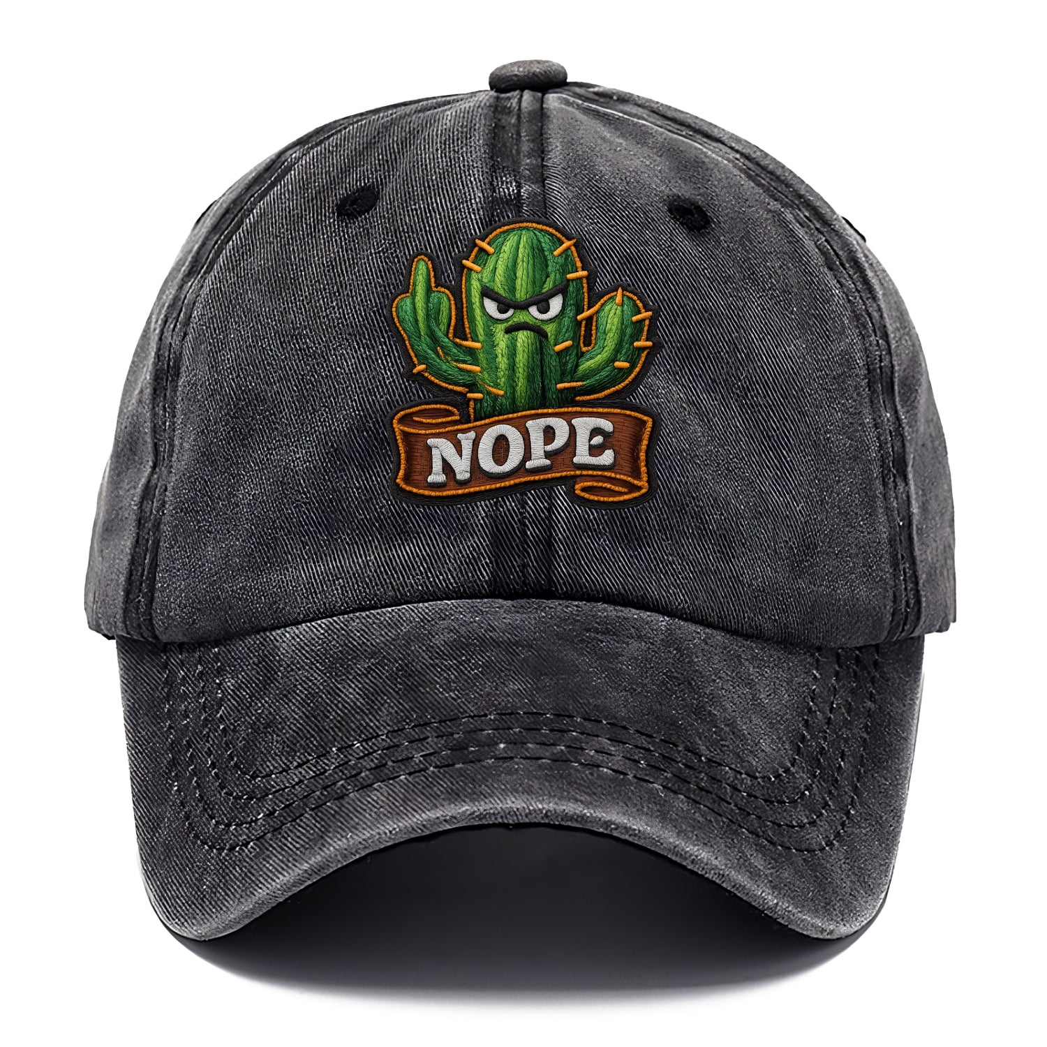 NOPE CACTUS - cactus with attitude in green , prickly personality - Classic Cap - Graphite