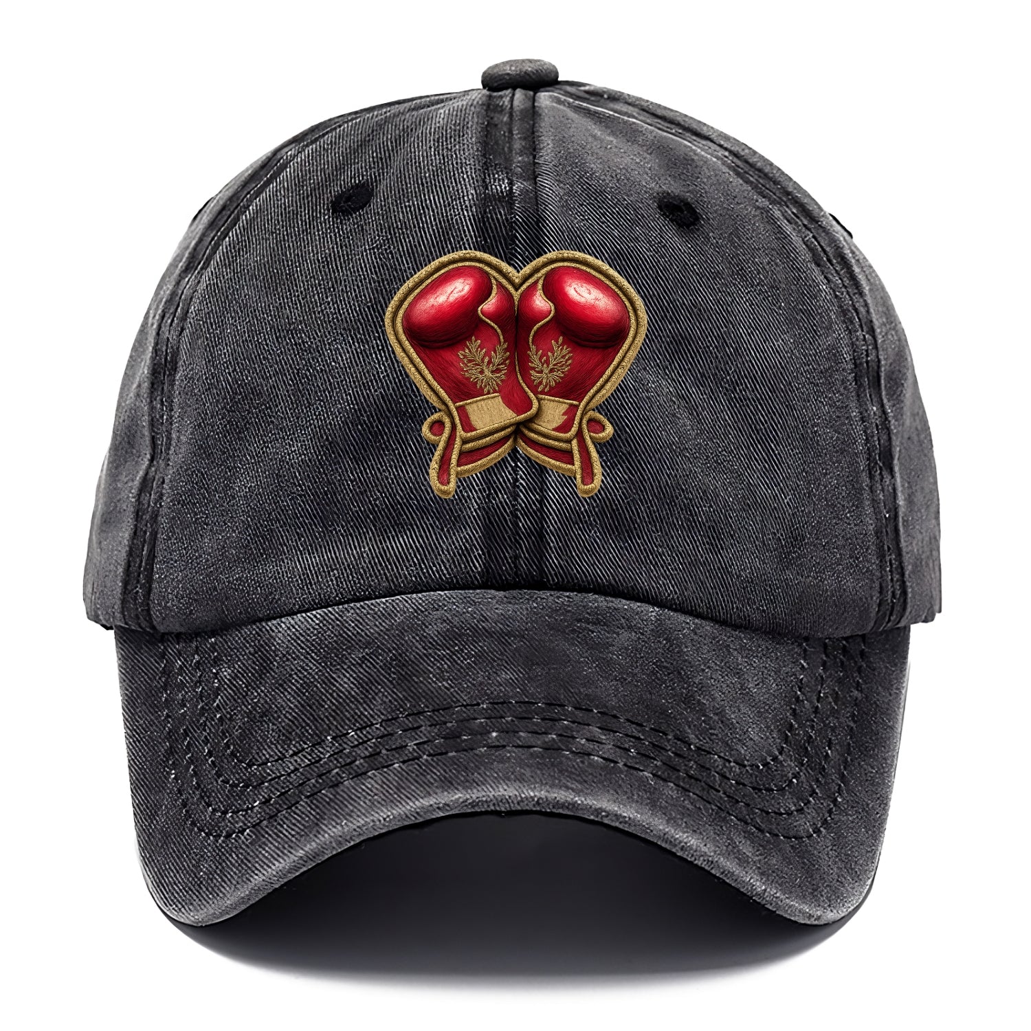 Embroidered patch design - BOXING GLOVES - red boxing gloves crossed in crimson and - Classic Cap - Graphite