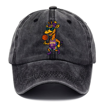 California Giraffe wearing Lakers beanie with palm tree patch and wayfarer sunglasses - Classic Cap - Graphite
