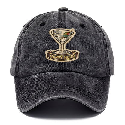 COCKTAIL MARTINI - martini glass with olive in silver and green , happy hour - Classic Cap - Graphite