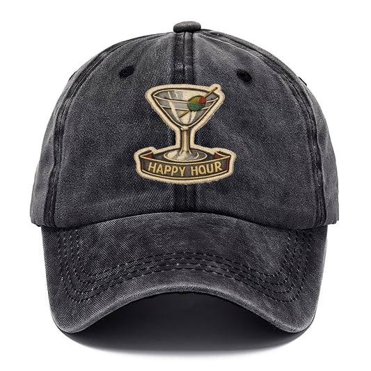 COCKTAIL MARTINI - martini glass with olive in silver and green , happy hour - Classic Cap - Graphite