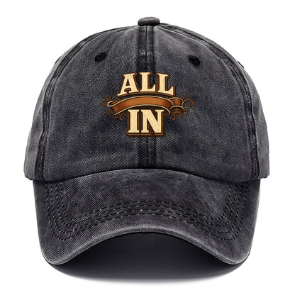 Bold typography design - "ALL IN" - complete commitment, no holding back - Classic Cap - Graphite