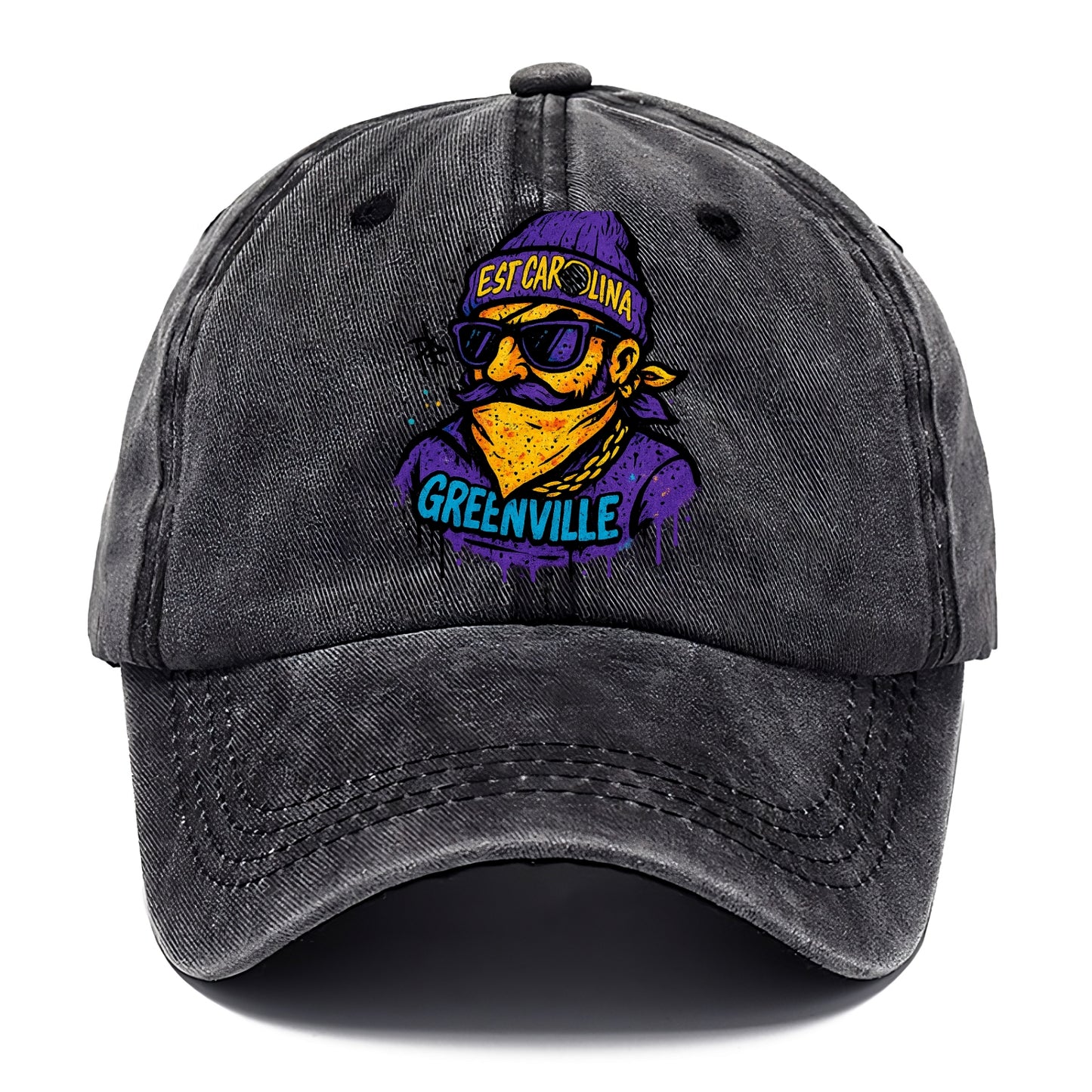 Greenville Pirate wearing East Carolina beanie with skull patch - Classic Cap - Graphite