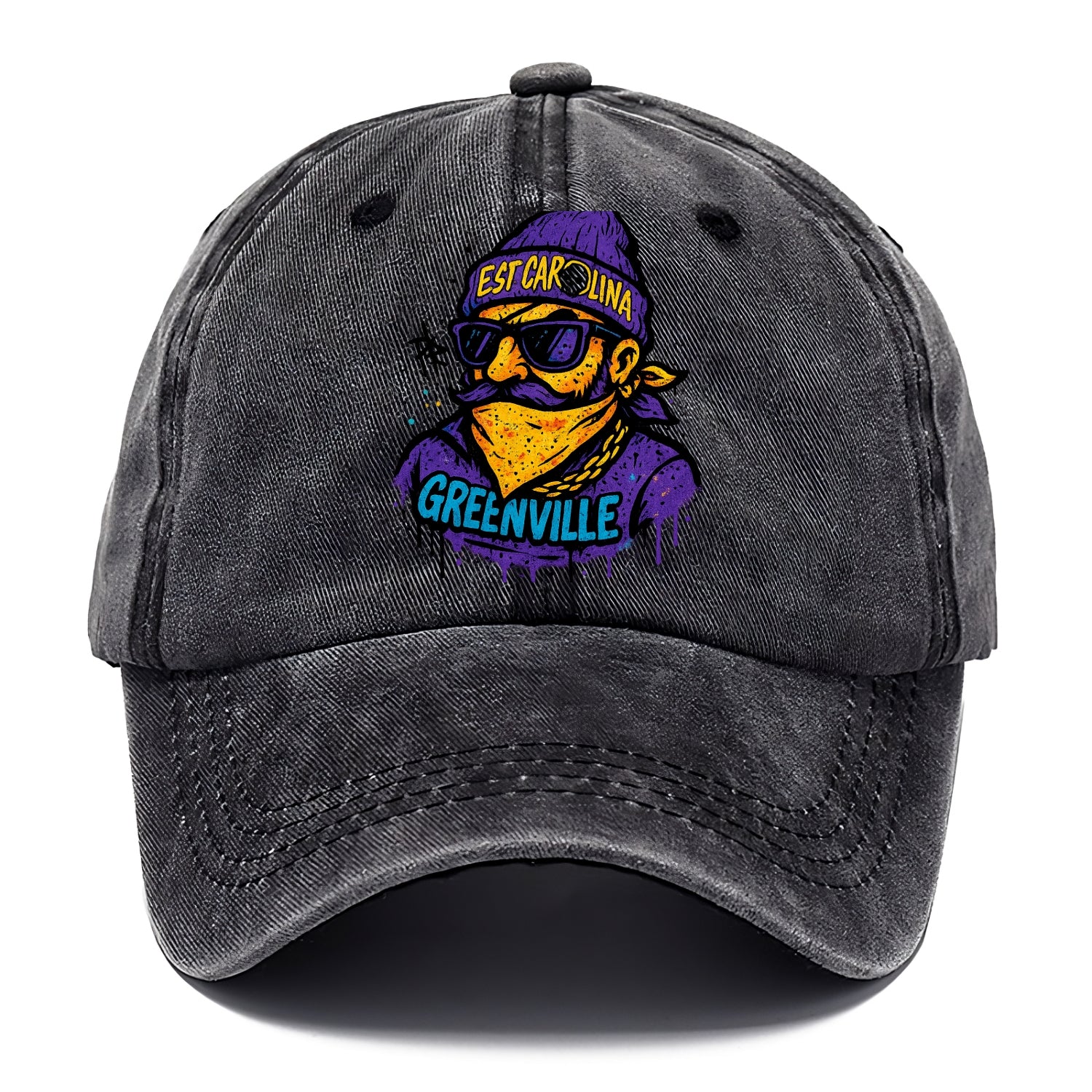 Greenville Pirate wearing East Carolina beanie with skull patch - Classic Cap - Graphite