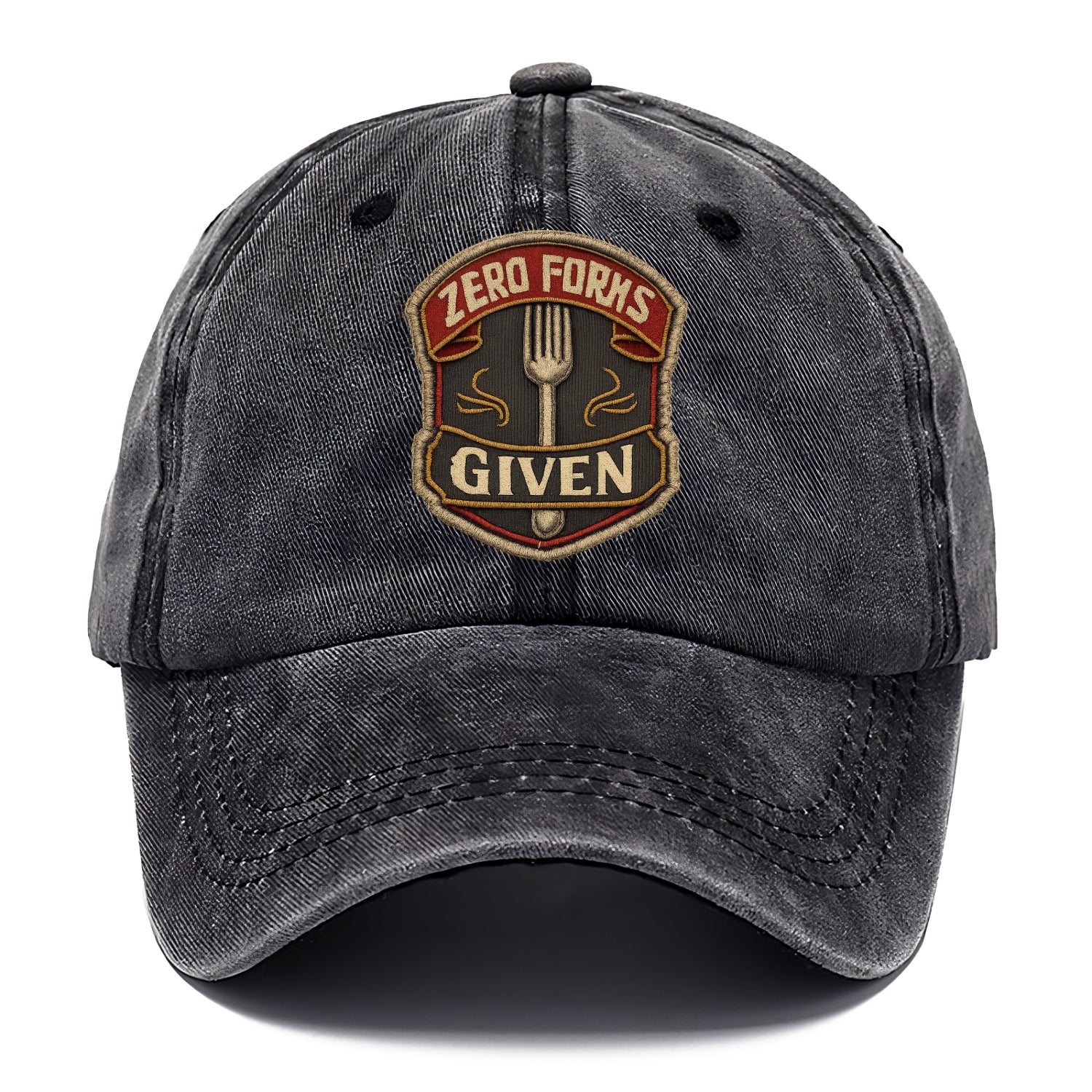 ZERO FORKS GIVEN - fork with text in silver , no cares attitude - Classic Cap - Graphite