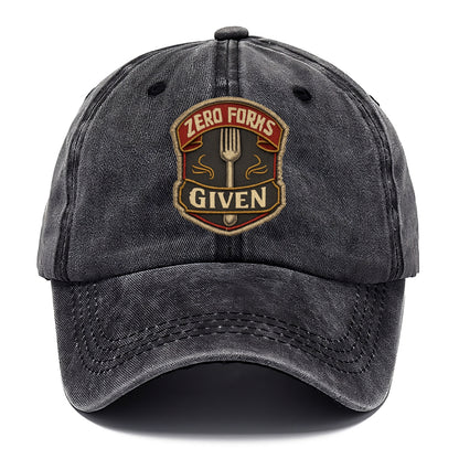 ZERO FORKS GIVEN - fork with text in silver , no cares attitude - Classic Cap - Graphite