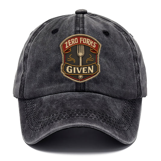 ZERO FORKS GIVEN - fork with text in silver , no cares attitude - Classic Cap - Graphite