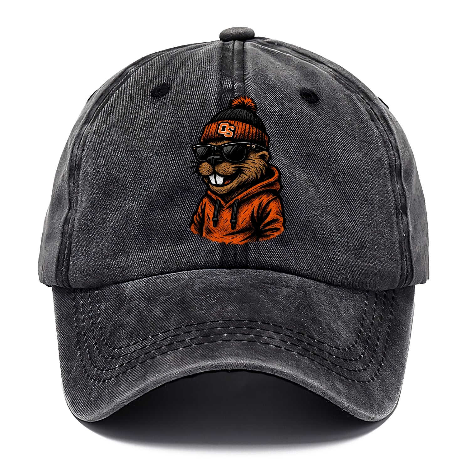 Corvallis Beaver wearing Oregon State beanie with OS patch - Classic Cap - Graphite