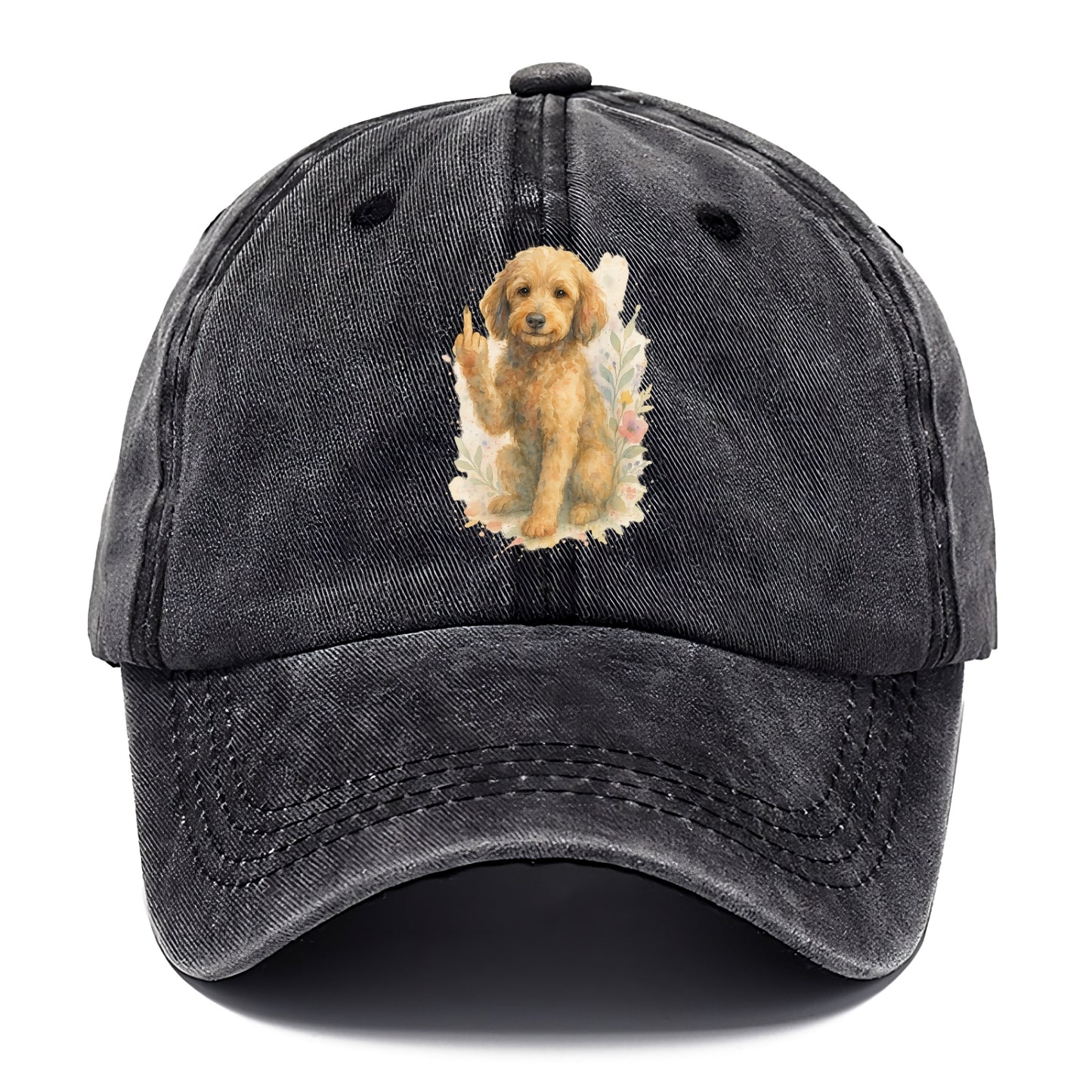 Labradoodle hypoallergenic with wavy coat, intelligent eyes, paw raised - Classic Cap - Graphite