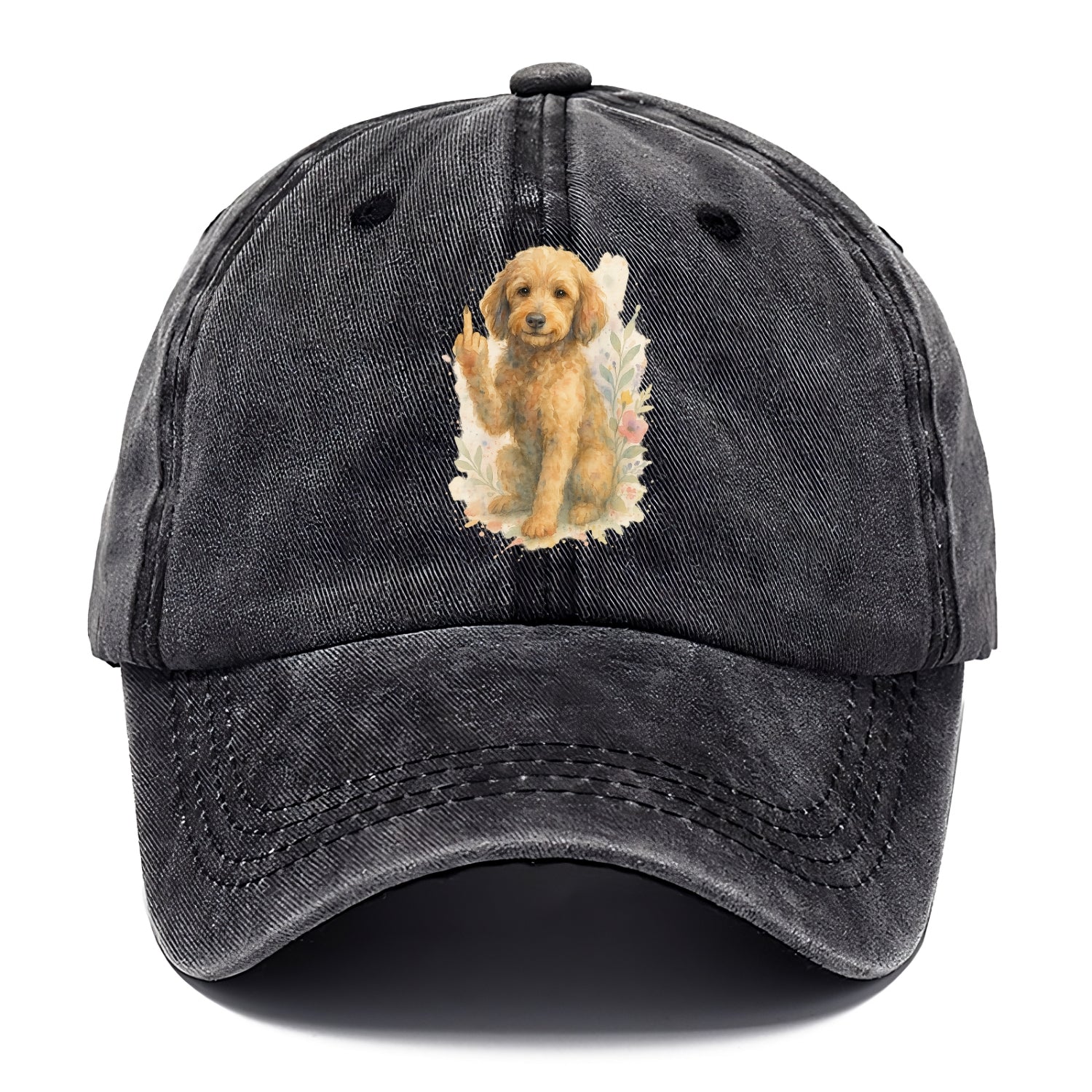Labradoodle hypoallergenic with wavy coat, intelligent eyes, paw raised - Classic Cap - Graphite
