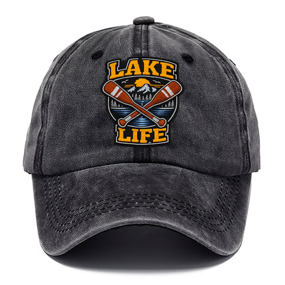 CANOE PADDLE - wooden paddle crossed in brown and cream , lake life - Classic Cap - Graphite
