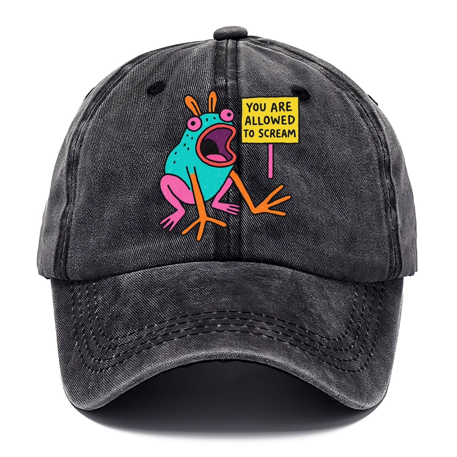 YOU ARE ALLOWED TO SCREAM | Open-mouthed frog mid-scream - Classic Cap - Graphite
