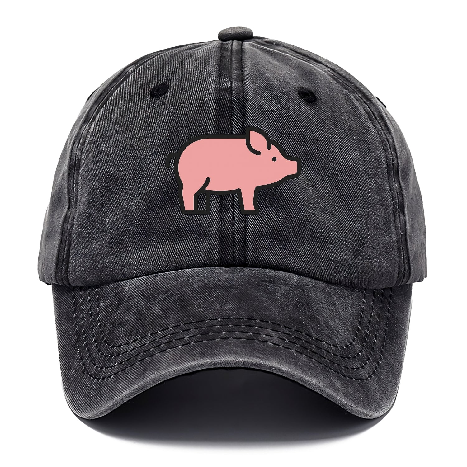 Pig - Pink farm pig flat side profile - Classic Cap - Graphite
