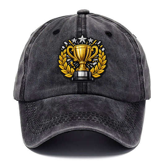Embroidered patch design - CHAMPIONSHIP TROPHY - golden trophy cup with laurels in - Classic Cap - Graphite
