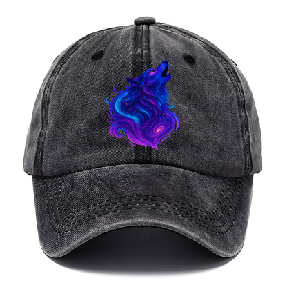 Noble wolf with flowing fur that transforms into aurora borealis streams, cyan and - Classic Cap - Graphite