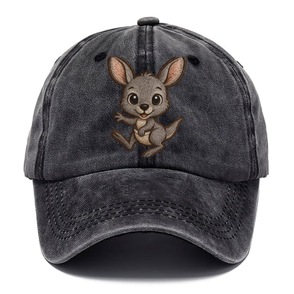 Baby Kangaroo Joey - gray fur, large ears, in pouch peek, bright eyes, front-facing, - Classic Cap - Graphite