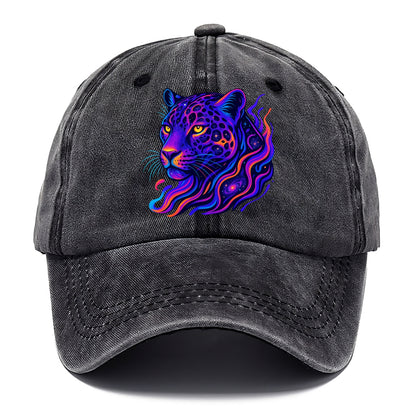 Powerful jaguar with rosettes containing miniature galaxies, cosmic purple and orange - Classic Cap - Graphite