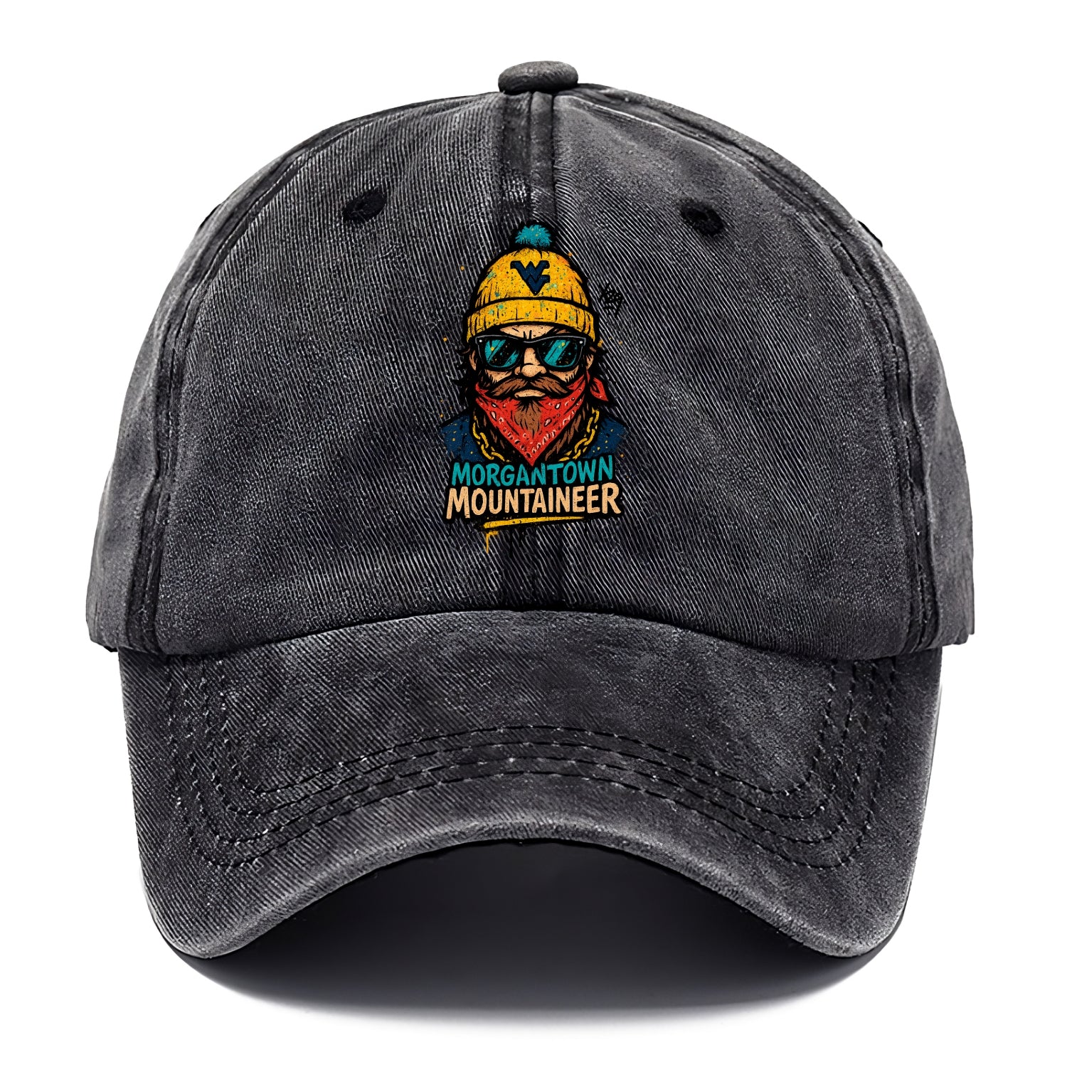 Morgantown Mountaineer wearing West Virginia beanie with WV patch - Classic Cap - Graphite