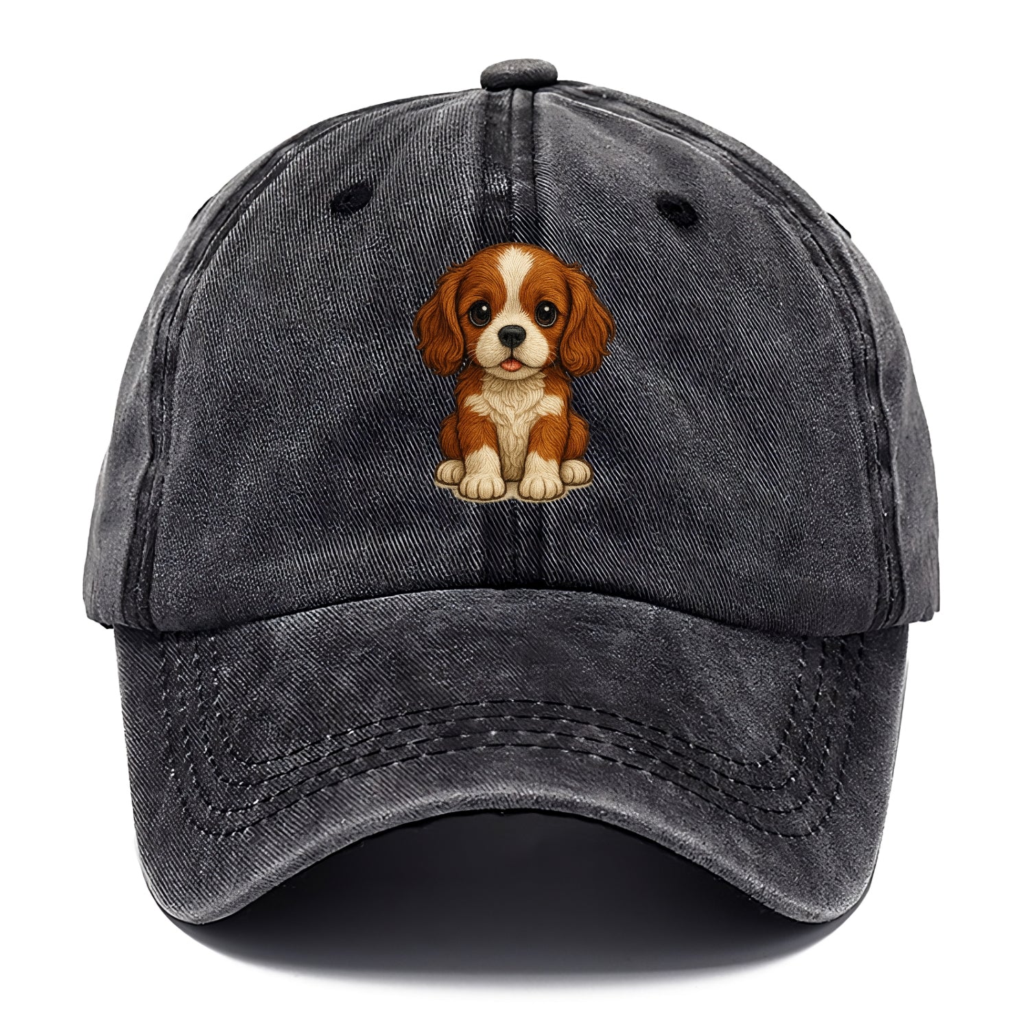 Baby Cavalier King Charles Spaniel Puppy - silky ears, gentle eyes, sweet expression, - Classic Cap - Graphite
