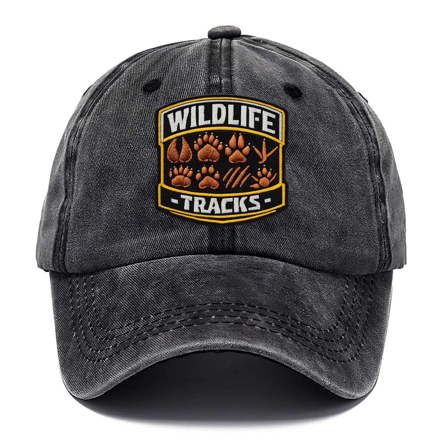 WILDLIFE TRACKS - animal footprints in brown , tracker - Classic Cap - Graphite