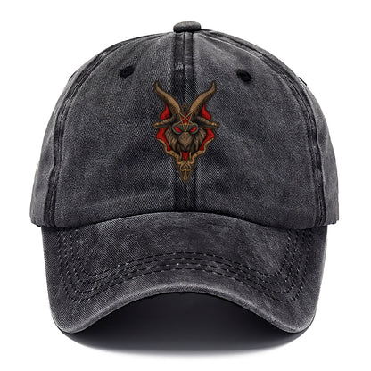BAPHOMET HEAD - goat head symbol in black and red , occult - Classic Cap - Graphite